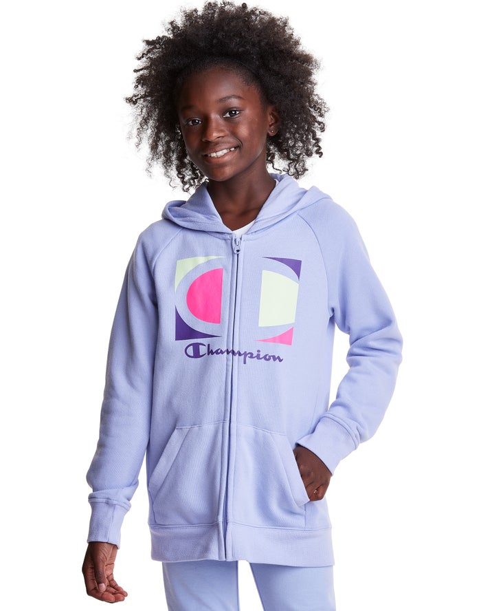 Sudadera Con Capucha Champion Niña - Full Zip Colorblock C Logo ( Moradas Claro ) 4260173-DQ